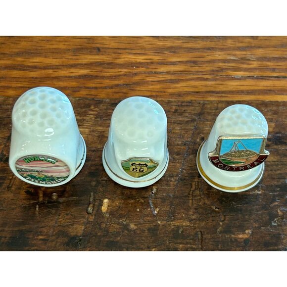 Vintage Collectible Thimbles  Hobart Tasmania Route 66 Montreal  Unique Souvenir - Picture 5 of 7